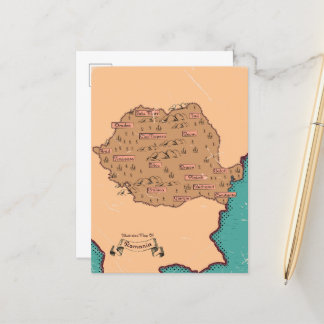 Postal De Anuncios Mapa antiguo de condados de Rumania