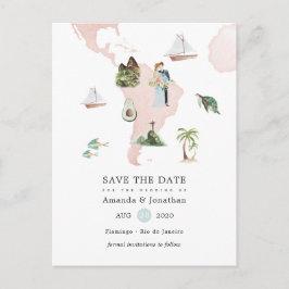 Postal De Anuncios Mapa de acuarela de boda de destino de Río