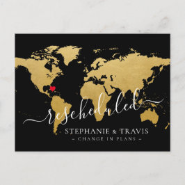 Postal De Anuncios Mapa de boda de destino pospuesto reprogramado
