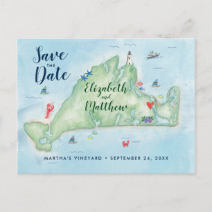 Postal De Anuncios Mapa de Edgartown Marthas Vineyard Guardar la Fech