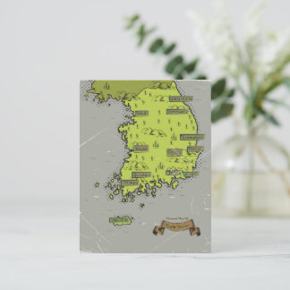 Postal De Anuncios Mapa de estilo vintage de Corea del Sur