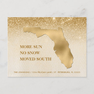 Postal De Anuncios Mapa de Florida con brillo dorado Ombre Casa nueva