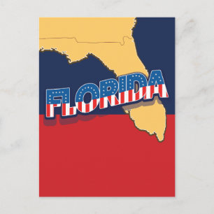 Postal De Anuncios Mapa de Florida estrellas y barras