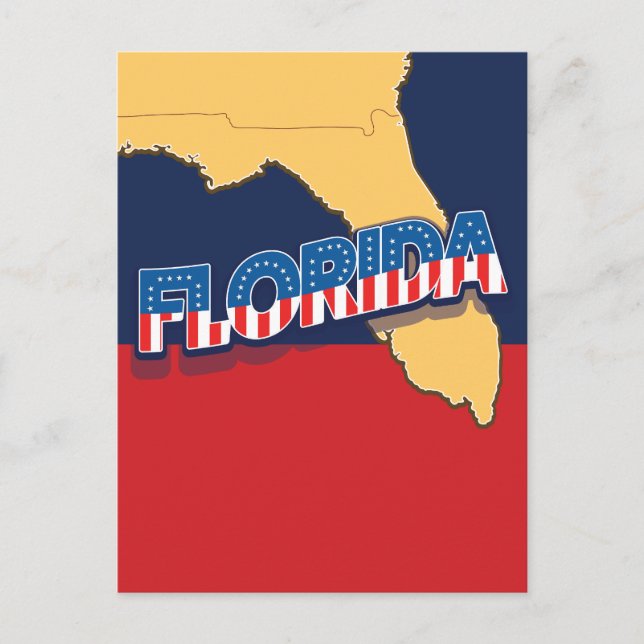 Postal De Anuncios Mapa de Florida estrellas y barras (Anverso)