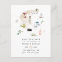 Mapa de Grecia en acuarela para boda de destino