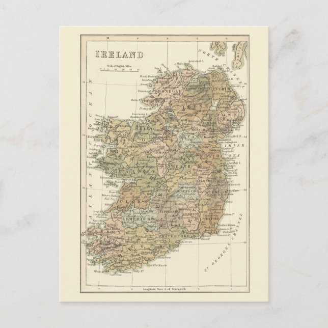 Postal De Anuncios Mapa de Irlanda 1862 Boda Guardar la Fecha (Anverso)