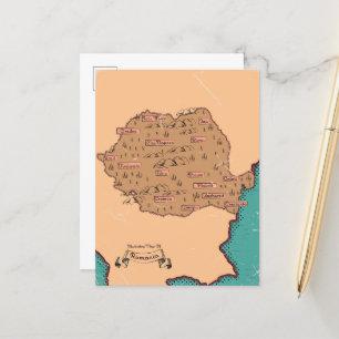 Postal De Anuncios Mapa de los condados de la vieja Rumania