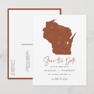 Postal De Anuncios Mapa de Terracota Wisconsin Código QR Guardar fech