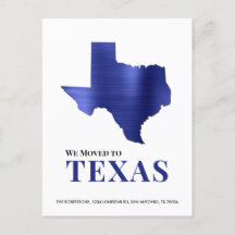 Mapa de Texas de Metal Cepillado Azul Nueva Direcc