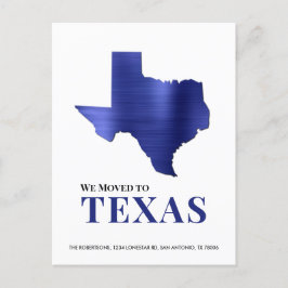 Postal De Anuncios Mapa de Texas de Metal Cepillado Azul Nueva Direcc
