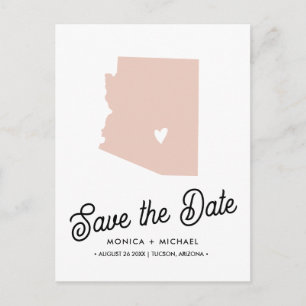 Postal De Anuncios Mapa del estado de ARIZONA Destino de Boda - ¡CUAL