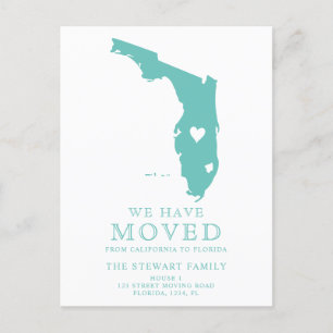 Postal De Anuncios Mapa del estado de Florida verde azulado hogar de