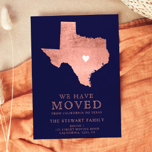 Postal De Anuncios Mapa del estado de Texas rosa azul marino hogar de