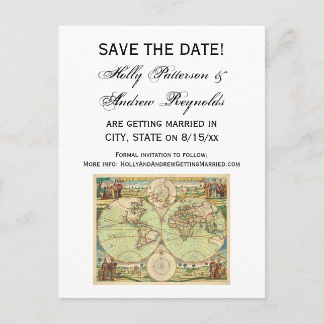 Postal De Anuncios Mapa del mundo antiguo #4 (Anverso)