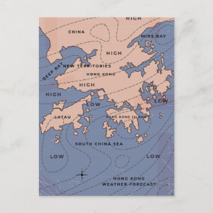 Postal De Anuncios Mapa del tiempo antiguo de Hong Kong