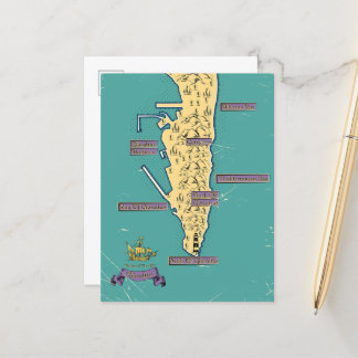 Postal De Anuncios Mapa ilustrado de viajes de Gibraltar