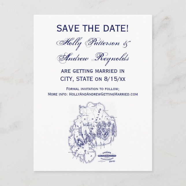 Postal De Anuncios Mapa MN de la Isla Mount Desert Estilizado Vintage (Anverso)