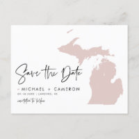 Mapa moderno de Michigan en rosa sonrosado, guárda