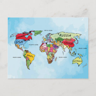 Postal De Anuncios Mapa Mundial