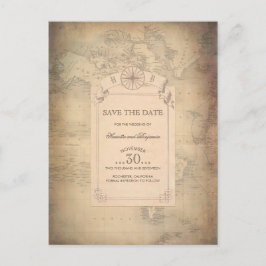 Postal De Anuncios Mapa Mundial Antiguo Vintage Save the Date