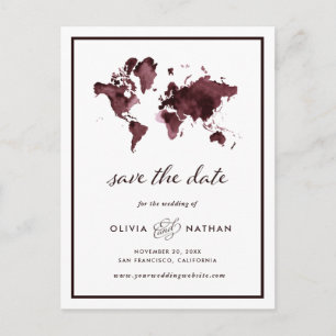 Postal De Anuncios Mapa Mundial de Borgoña   Elegante Viaje Guárdala 