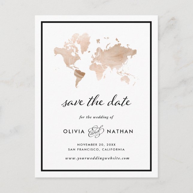Postal De Anuncios Mapa mundial de glamour | Elegant Travel Save the  (Anverso)