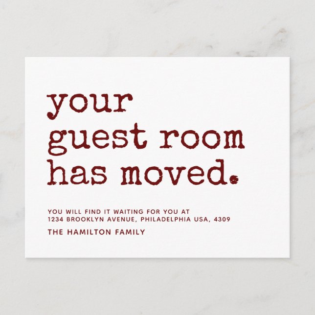 Postal De Anuncios Máquina De Escritura Sencilla Que Se Ha Movido Su  (Anverso)