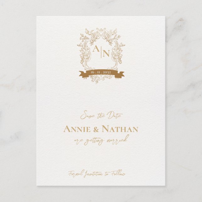 Postal De Anuncios Marco de diseño intrincado y ornamentado con monog (Anverso)