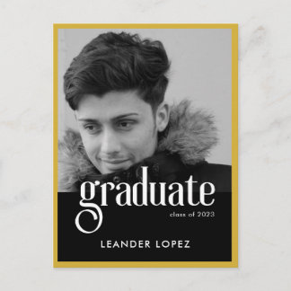 Postal De Anuncios Marco de Graduación Dorado Moderno