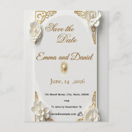 Postal De Anuncios Marco de lujo dorado clásico de acuarela