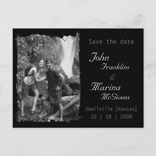 Postal De Anuncios Marco vertical personalizado: Salva la fecha con b (Anverso)