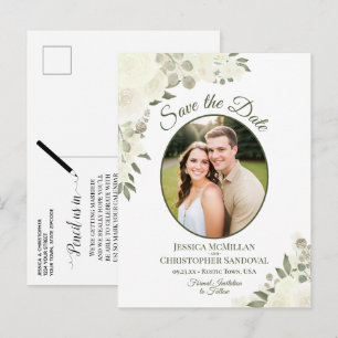 Postal De Anuncios Marfil White Roses Oval Photo Wedding Salven la fe