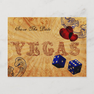 Postal De Anuncios marina blue dice Vintage Vegas guardar la fecha