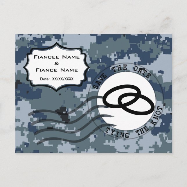 Postal De Anuncios Marina de EE. UU. Salva la fecha y anillos (Anverso)