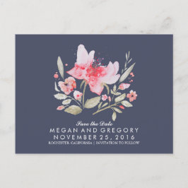 Postal De Anuncios marina floral y acuarela rosa salvan la fecha