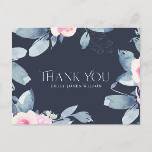 POSTAL DE ANUNCIOS MARINA ROSADO AZUL FLORAL CUALQUIER EDAD CUMPLEAÑO