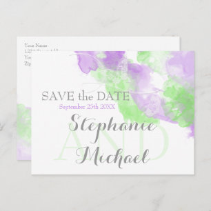 Postal De Anuncios Mariposa acuarela Matcha Lilac SavetheDate