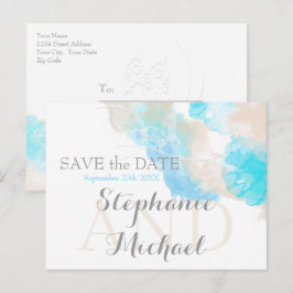 Postal De Anuncios Mariposa acuarela Verde azulada Marfil Taupe Savet