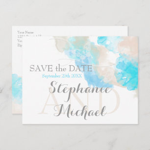 Postal De Anuncios Mariposa acuarela Verde azulada Marfil Taupe Savet