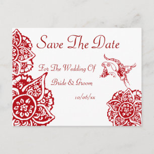 Postal De Anuncios Mariposa con flor (Henna) (Rojo)