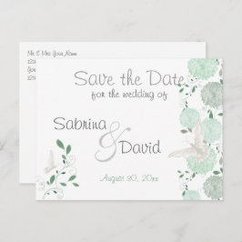 Postal De Anuncios Mariposa Pistacho Crisantemo Save the Date