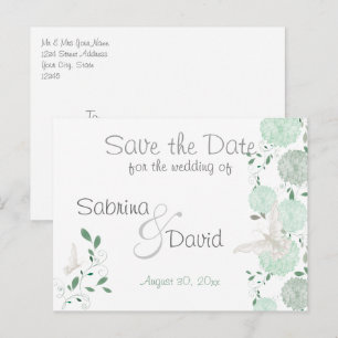 Postal De Anuncios Mariposa Pistacho Crisantemo Save the Date