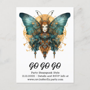 Postal De Anuncios Mariposa Saltadora de Relojería Boda Steampunk
