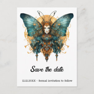 Postal De Anuncios Mariposa Saltadora de Relojería Boda Steampunk
