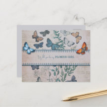 Mariposas Azules y Flores Niña de las Flores