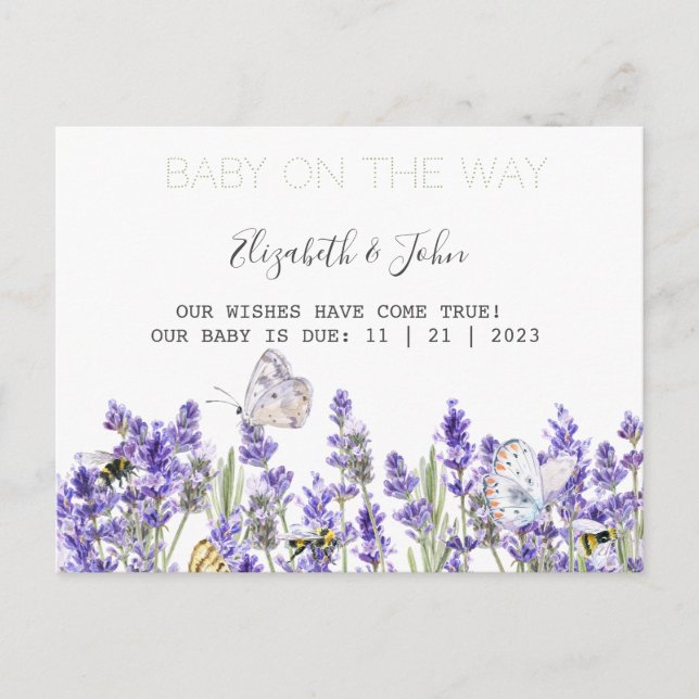 Postal De Anuncios Mariposas de lavanda Botánico (Anverso)