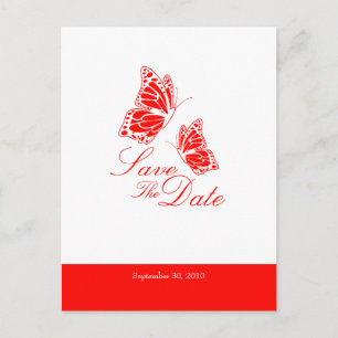 Postal De Anuncios Mariposas Simples Rojo Salva La Fecha Boda