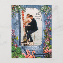 Postal De Anuncios Mármol azul y flamencos rosados