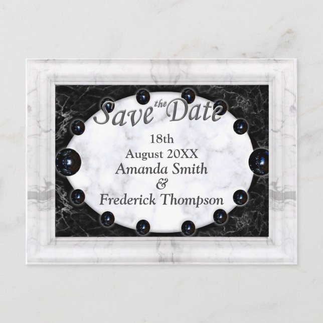 Postal De Anuncios Mármol blanco y negro opulento + Esferas (Anverso)