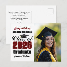 Postal De Anuncios Maroon Class of 2026 Graduate Photo Graduation